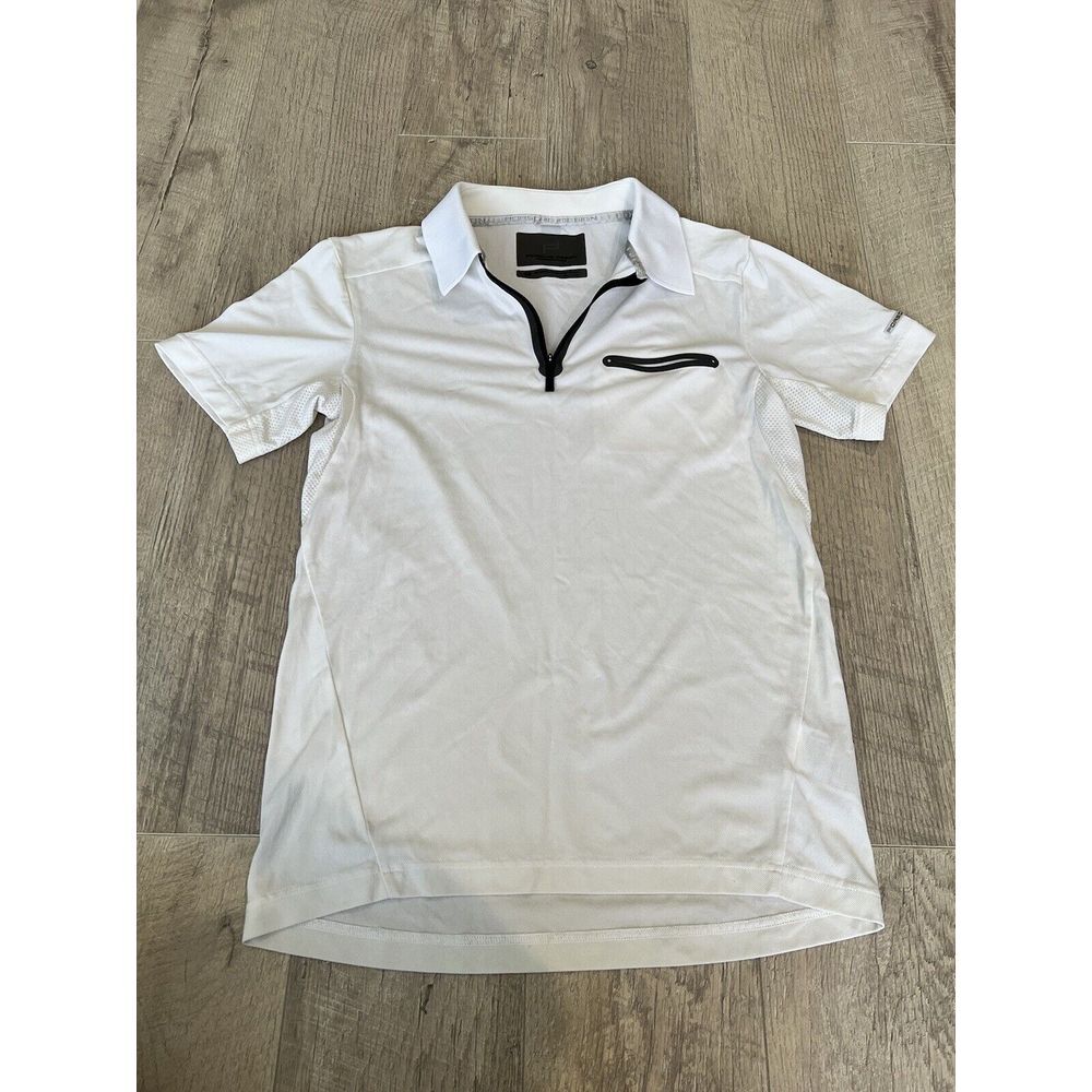 PORSCHE DESIGN Performance White Women's Polo Shirt Size: XS Quarter Zip
